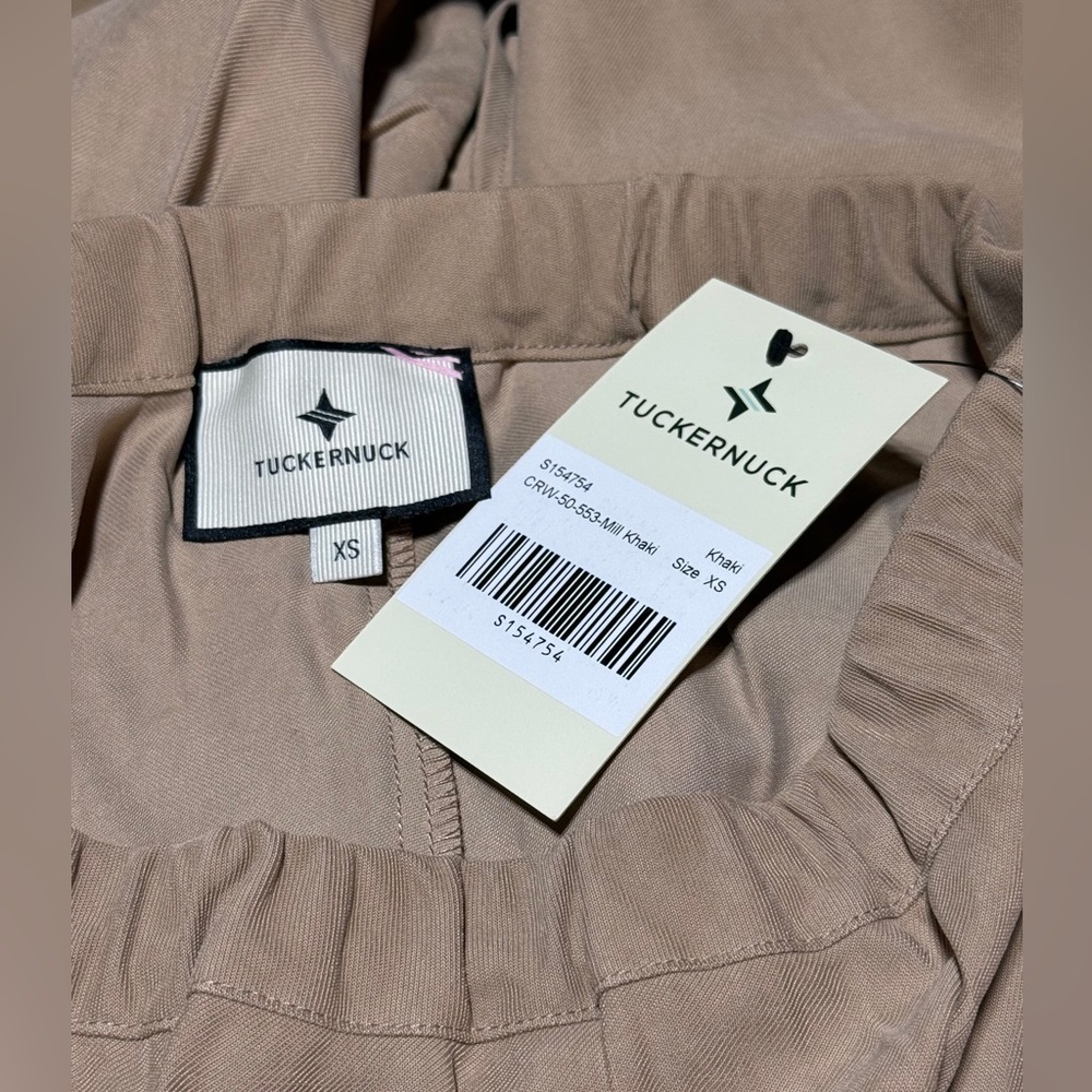 Tuckernuck Khaki Keaton Skirt XS NWT Rayon Blend Midi Neutral Slit Chic - Picture 8 of 9